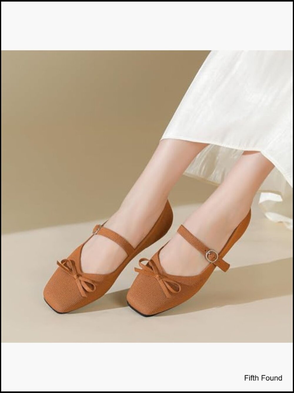 Knit Square Toe Mary Jane Flats with Ankle Strap Washable - Picture 2 of 7